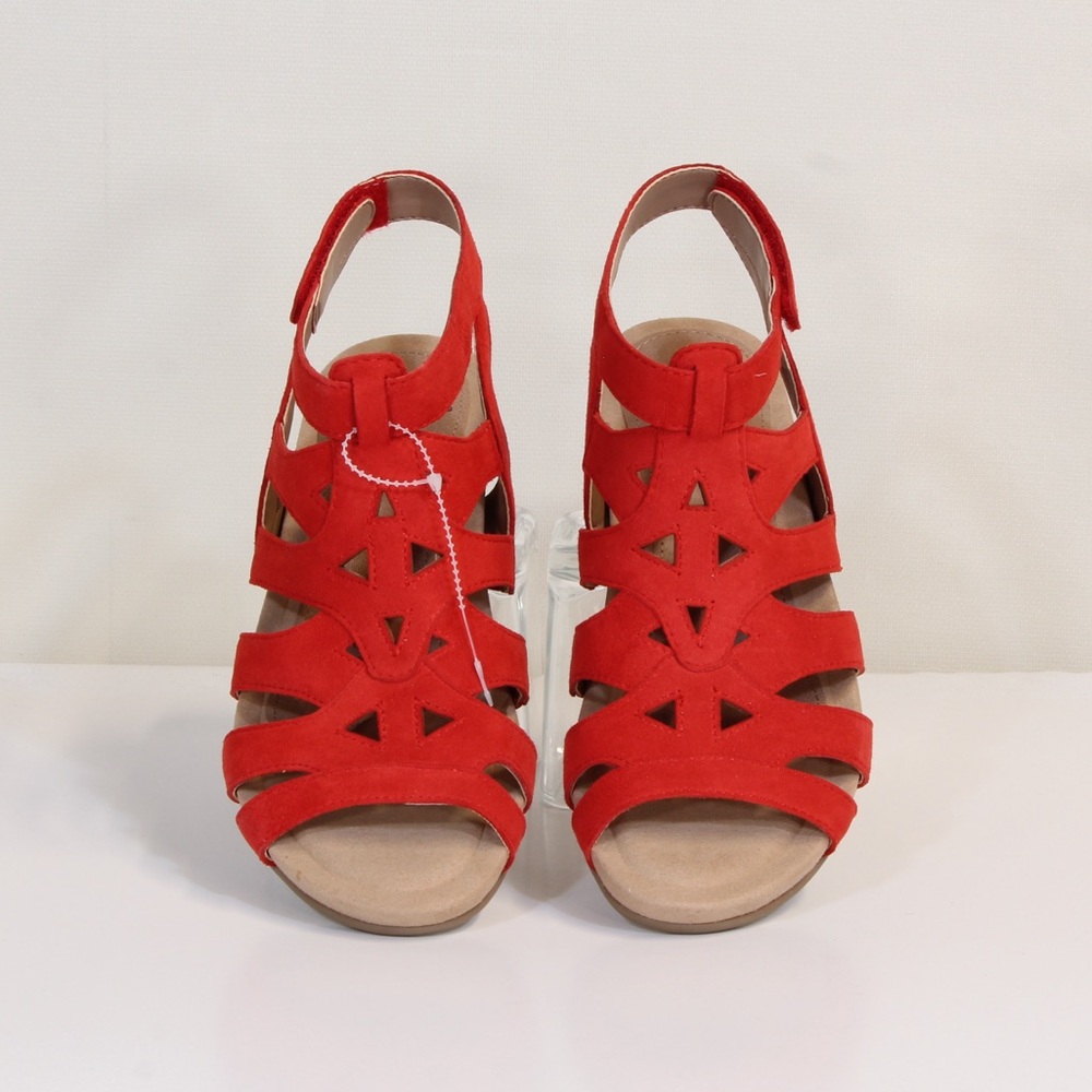 Earth Pisa Chatham Spicy Red Suede Open Toe Gladiator Sandal NWT NIB